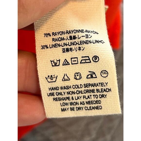 Free People Women's Linen Blend Smocked Dani Tee T Shirt Top Red Size XS‎ - Picture 10 of 12